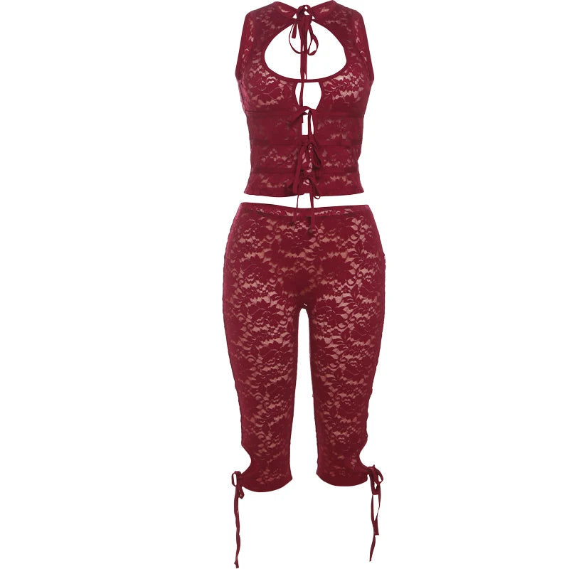 Merlot Lace Capri Set