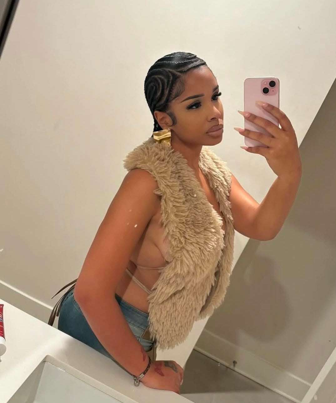 BANK$ FAUX FUR TOP