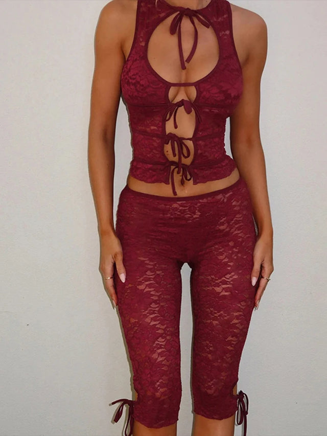 Merlot Lace Capri Set