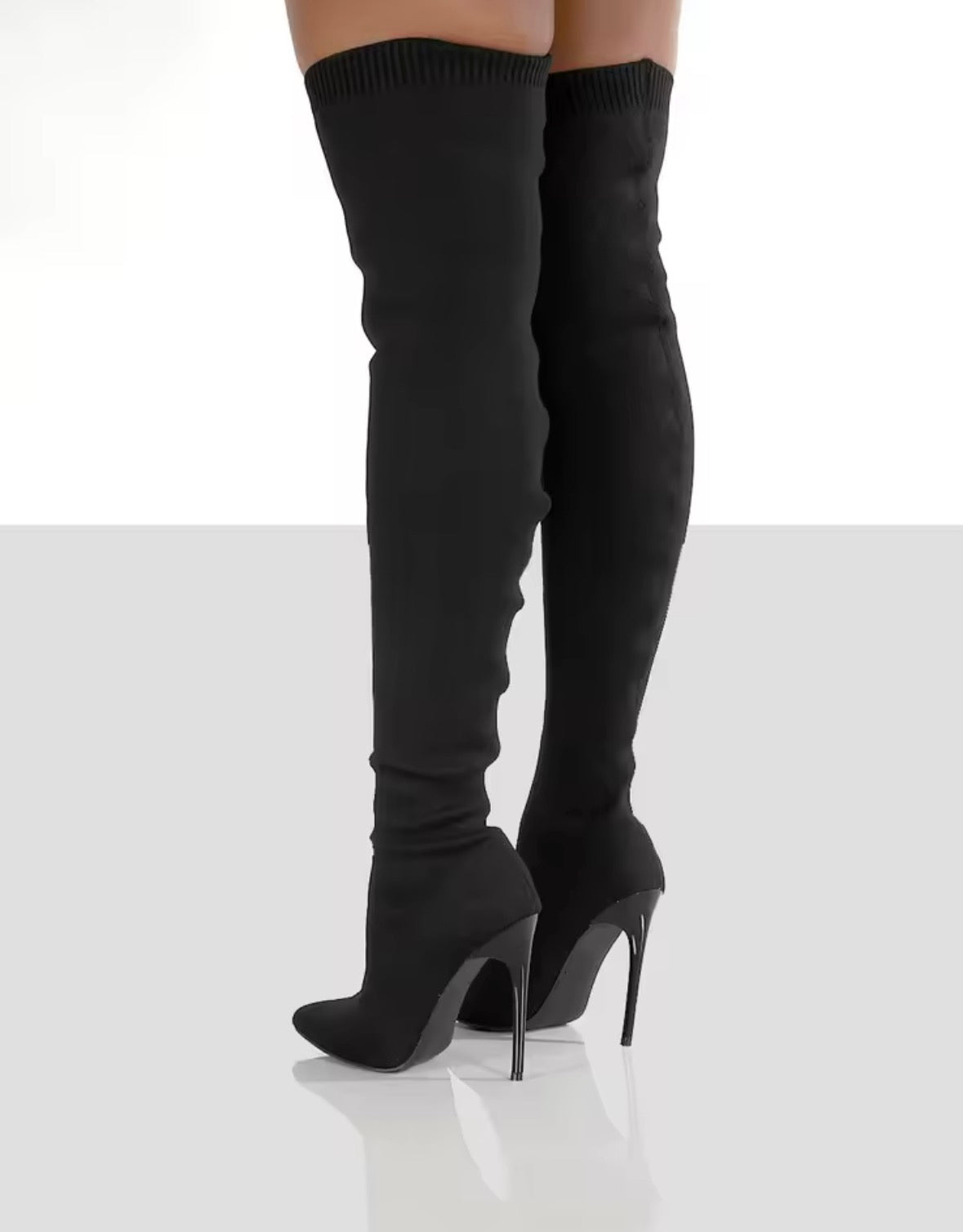 Sleek Over-The-Knee Stiletto Material Boots