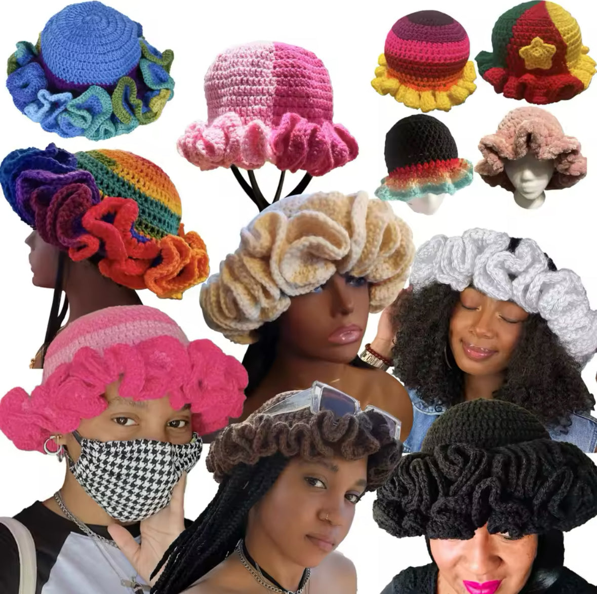 KNITTED RUFFLED HAT
