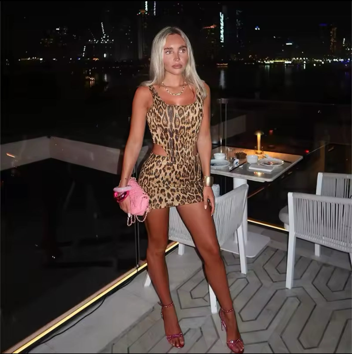 LEOPARD SEQUIN SKIRT SET