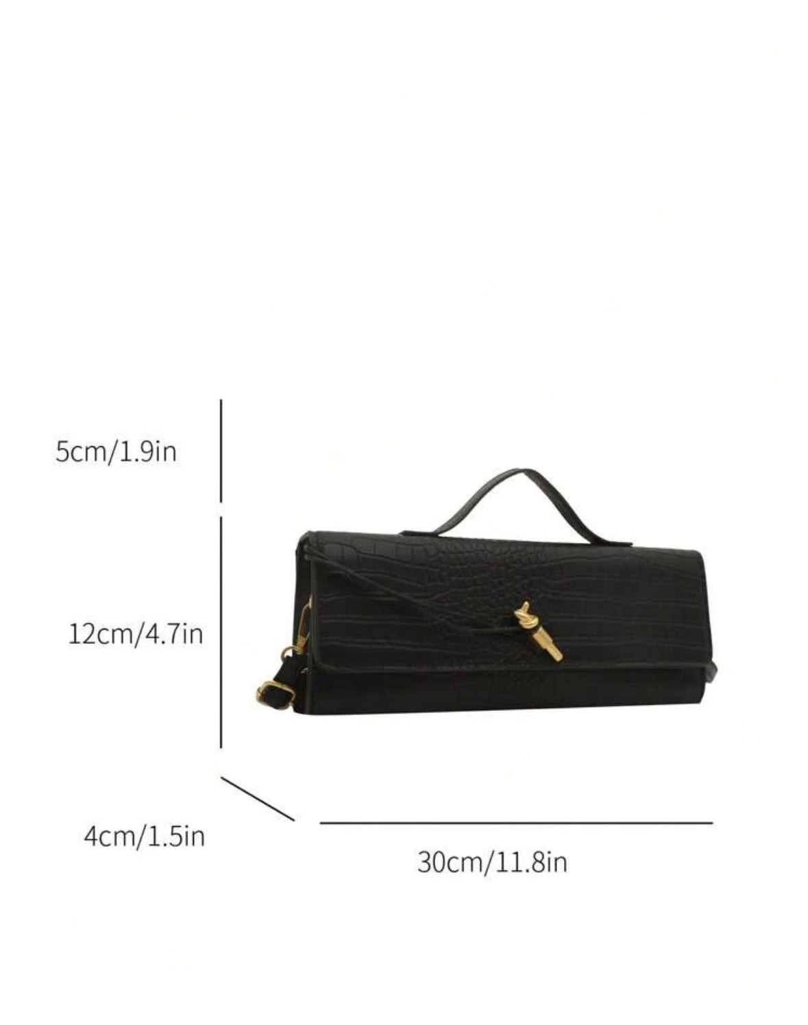Black Croc Shoulder Purse / Clutch