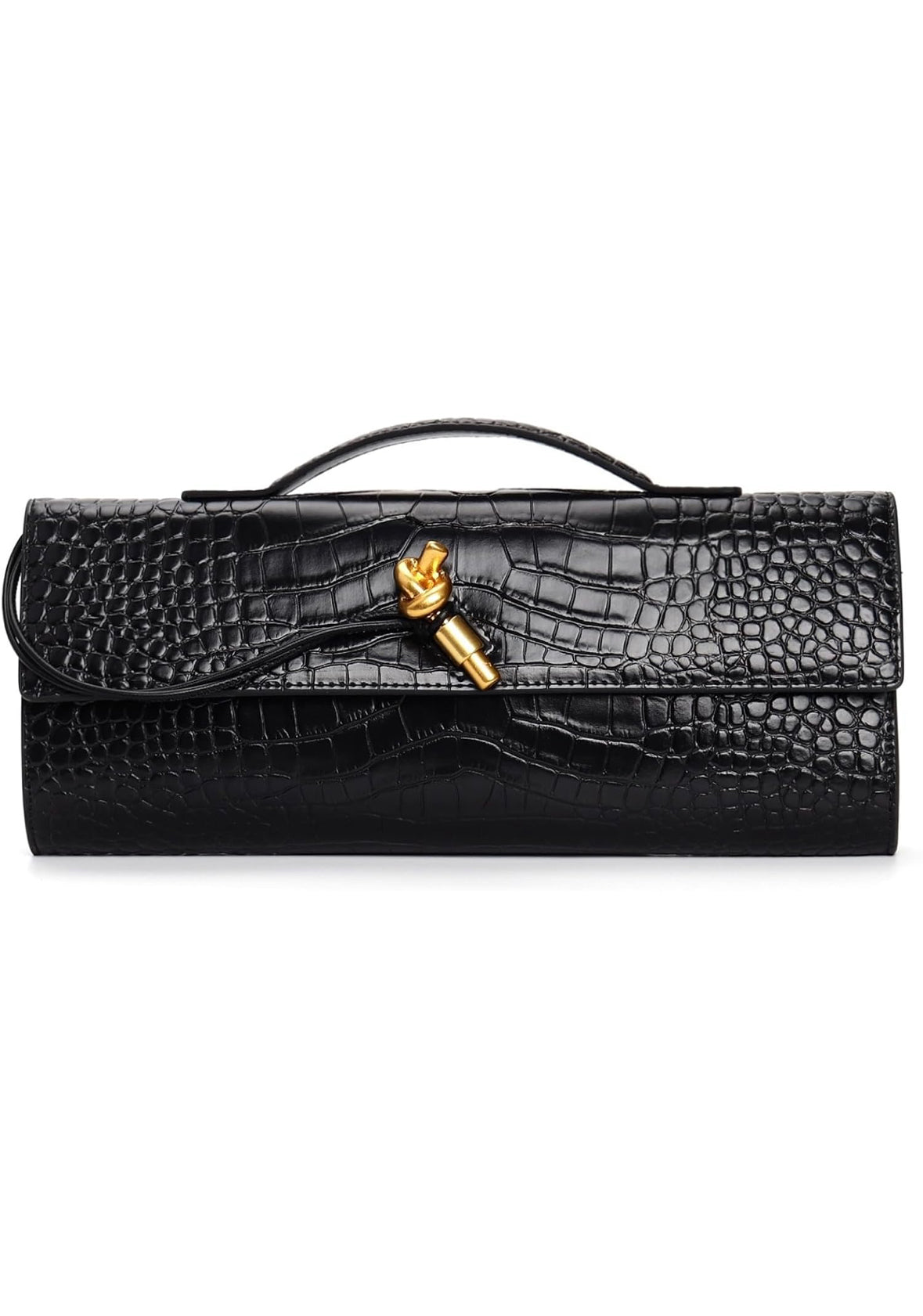 Black Croc Shoulder Purse / Clutch