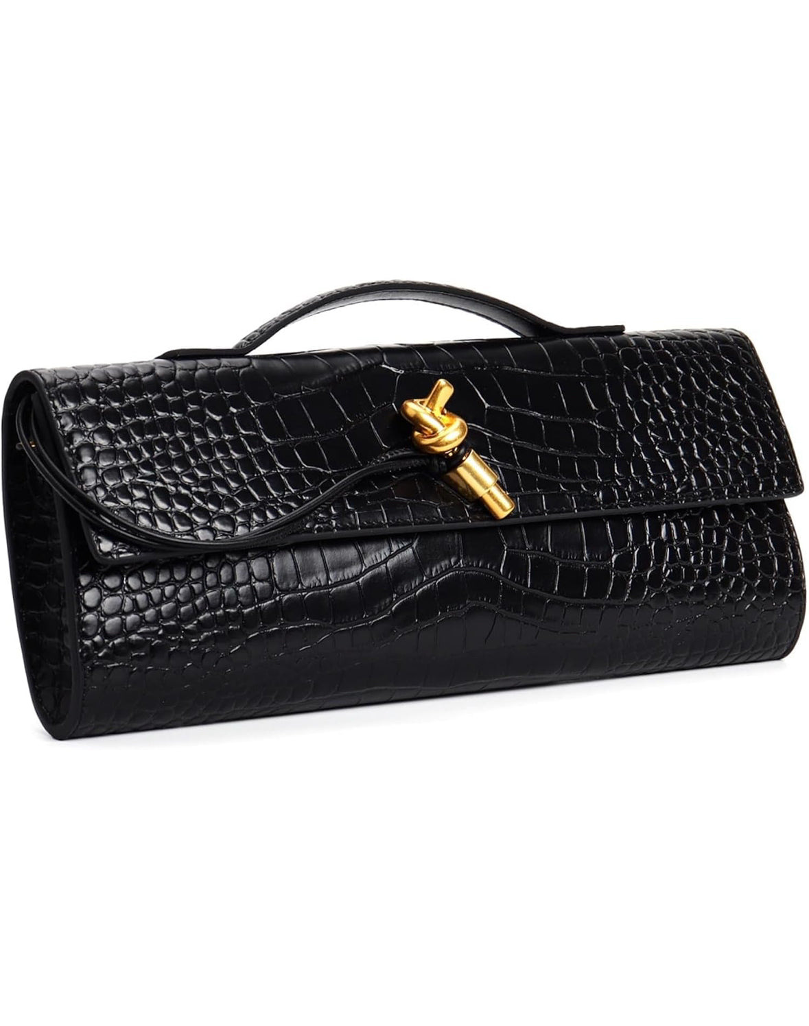 Black Croc Shoulder Purse / Clutch