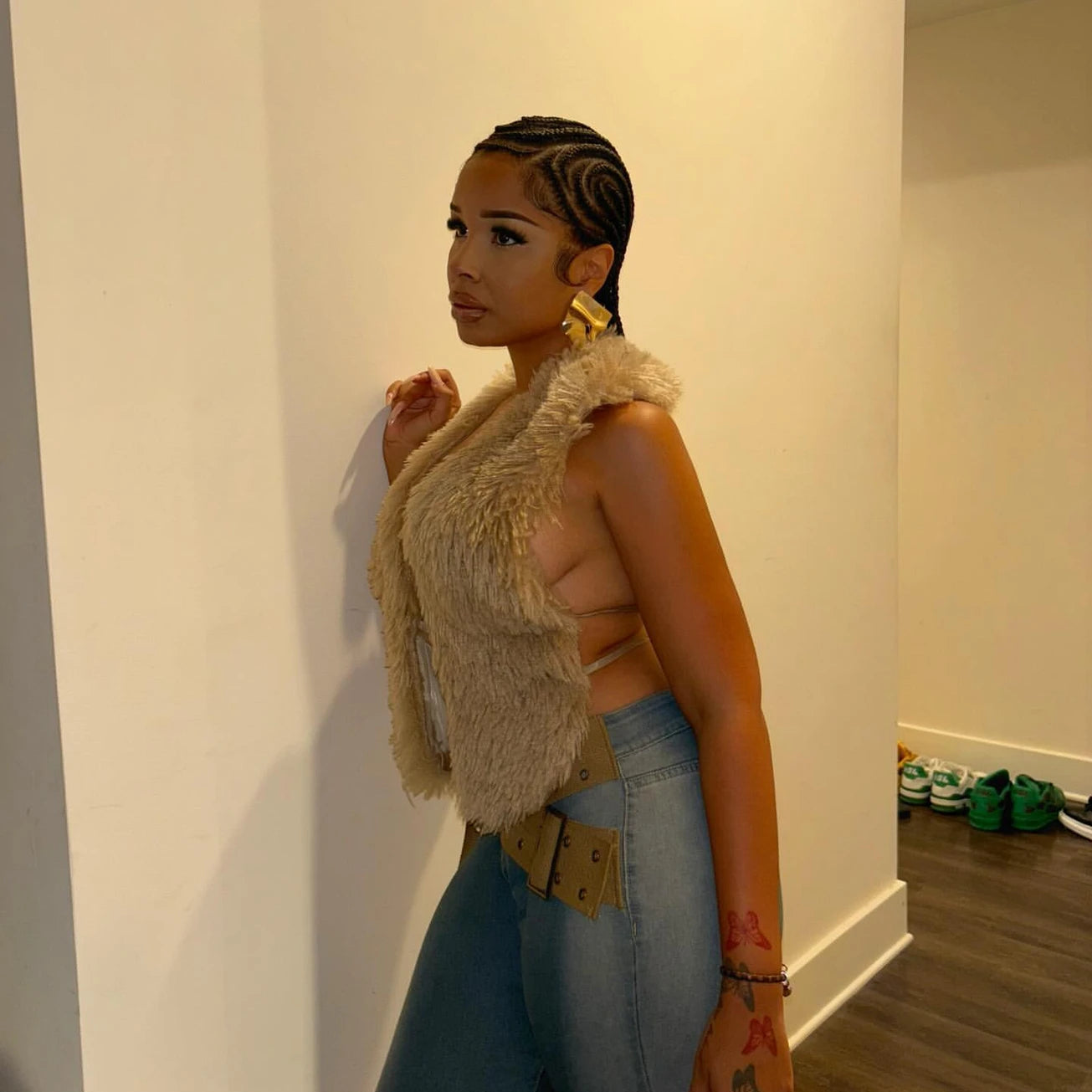 BANK$ FAUX FUR TOP
