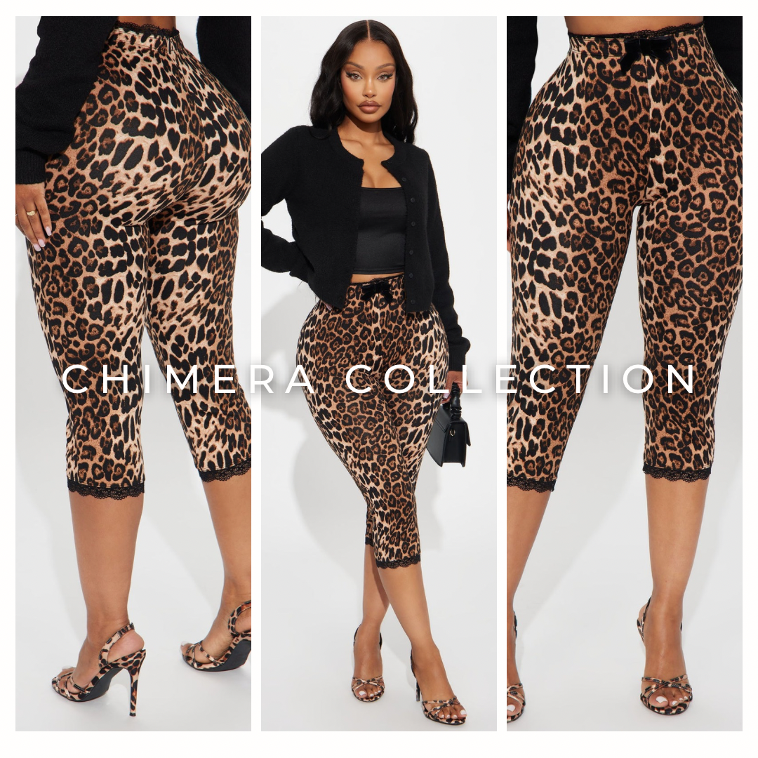 Christi Lace Trim Leopard Capri