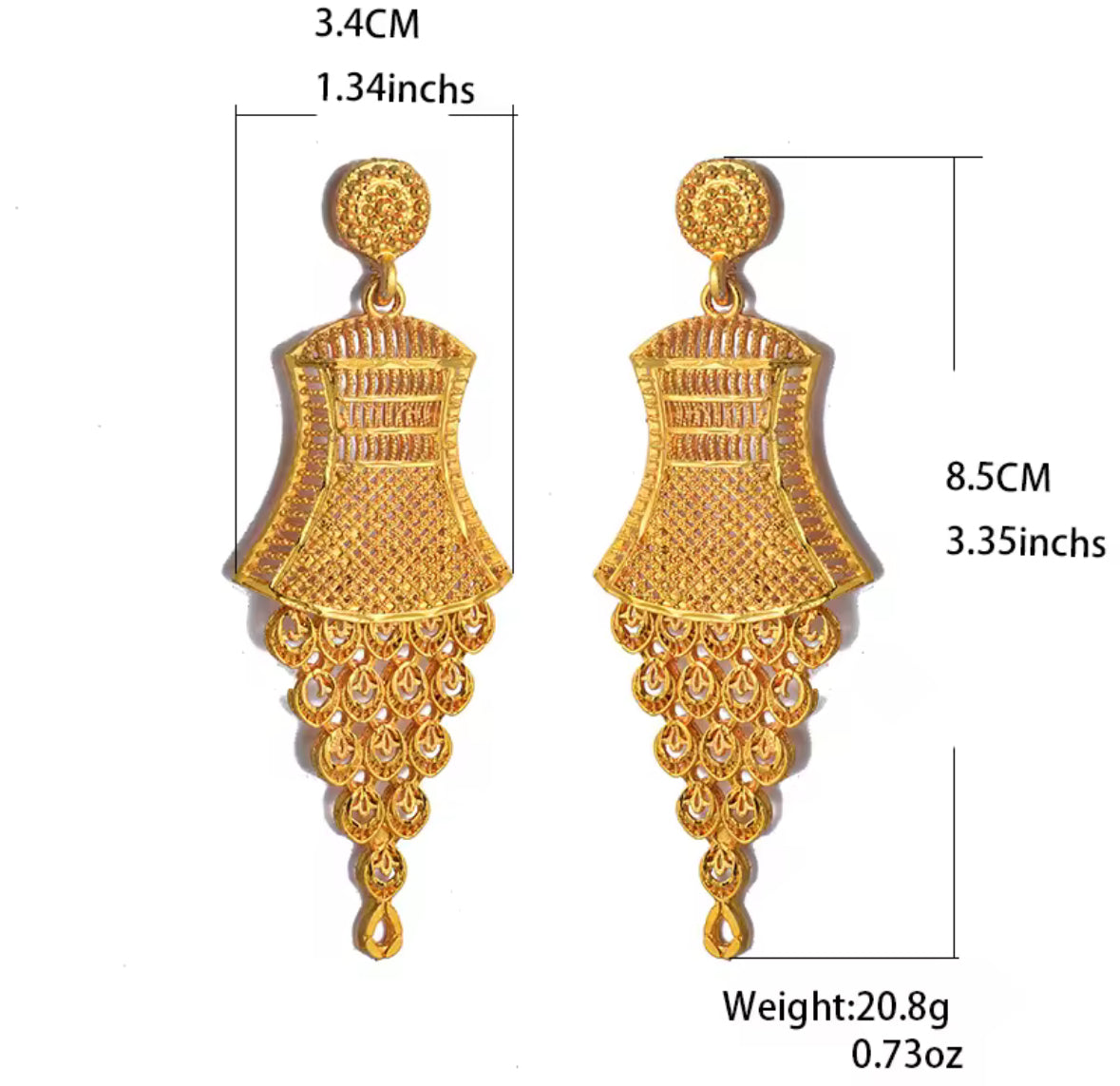 Gold Statement Dangle Earrings – Bell Drop Design