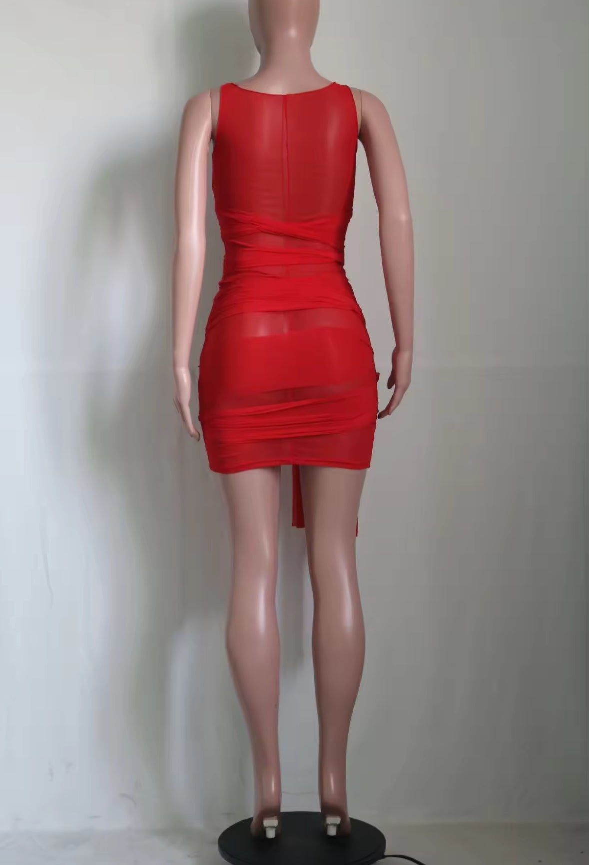 SHEER BANDAGE DRESS (RED)